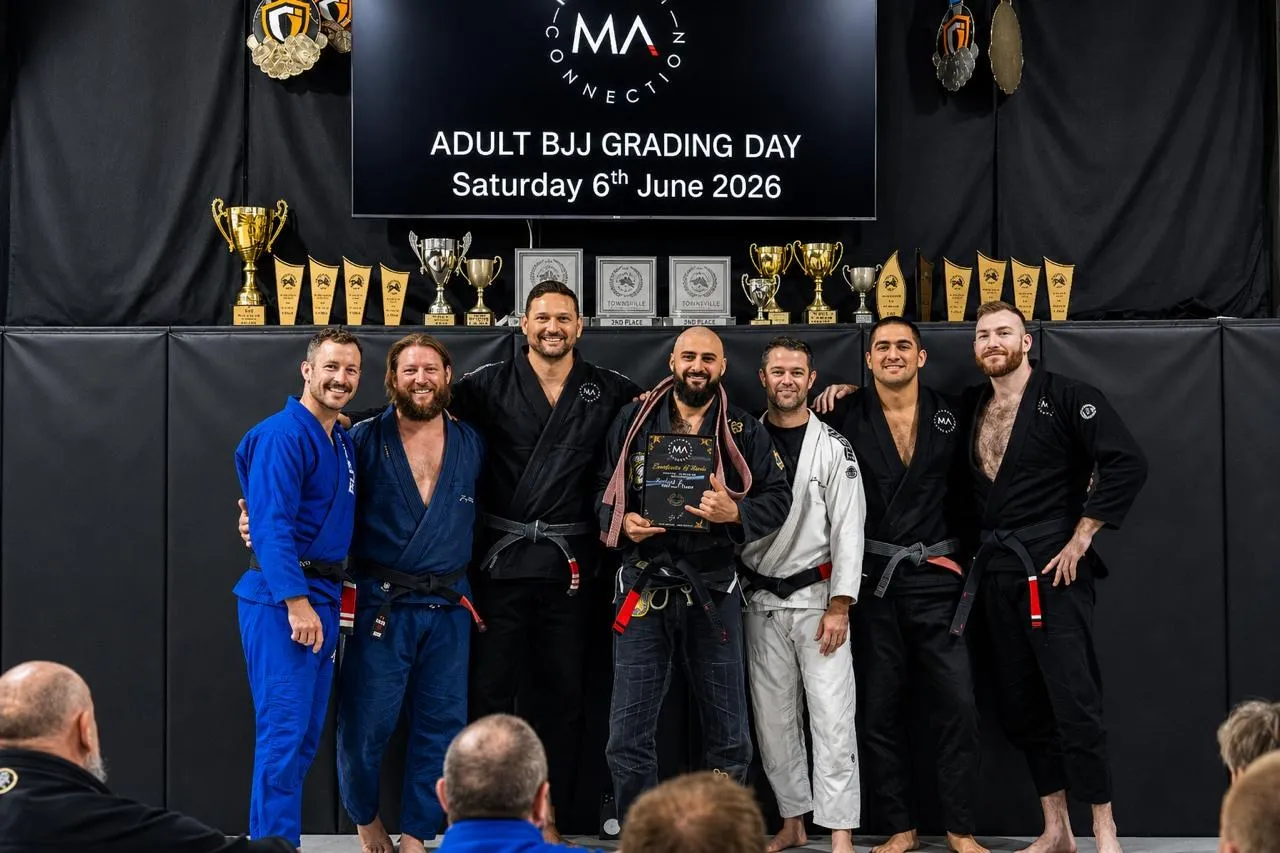 Adult bjj grading day team at The M A Connection