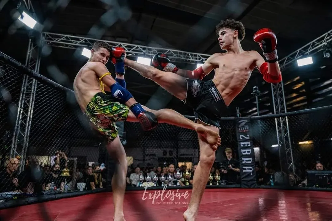Junior muay thai fight at The M A Connection
